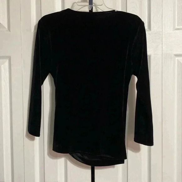 R & K evening black velvet blouse top shirt size medium - Picture 7 of 9